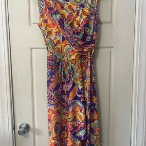 Ralph Lauren Orange and Purple Ruched Asymmetrical Sundress